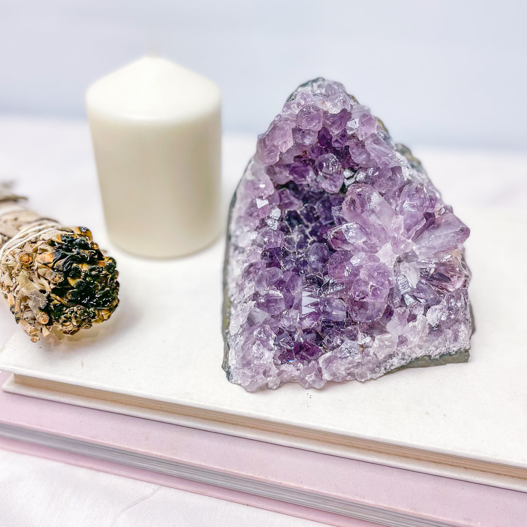 Flower amethyst stalactite crystal cluster cut base 1.5kg