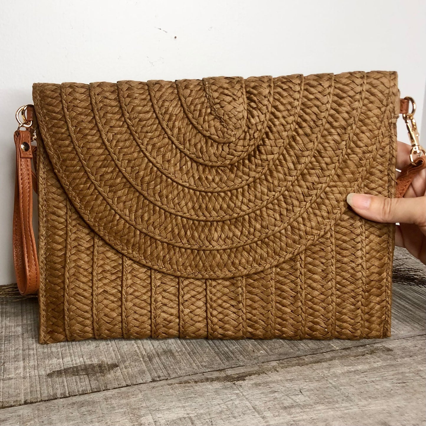 Seagrass dark woven clutch shoulder bag