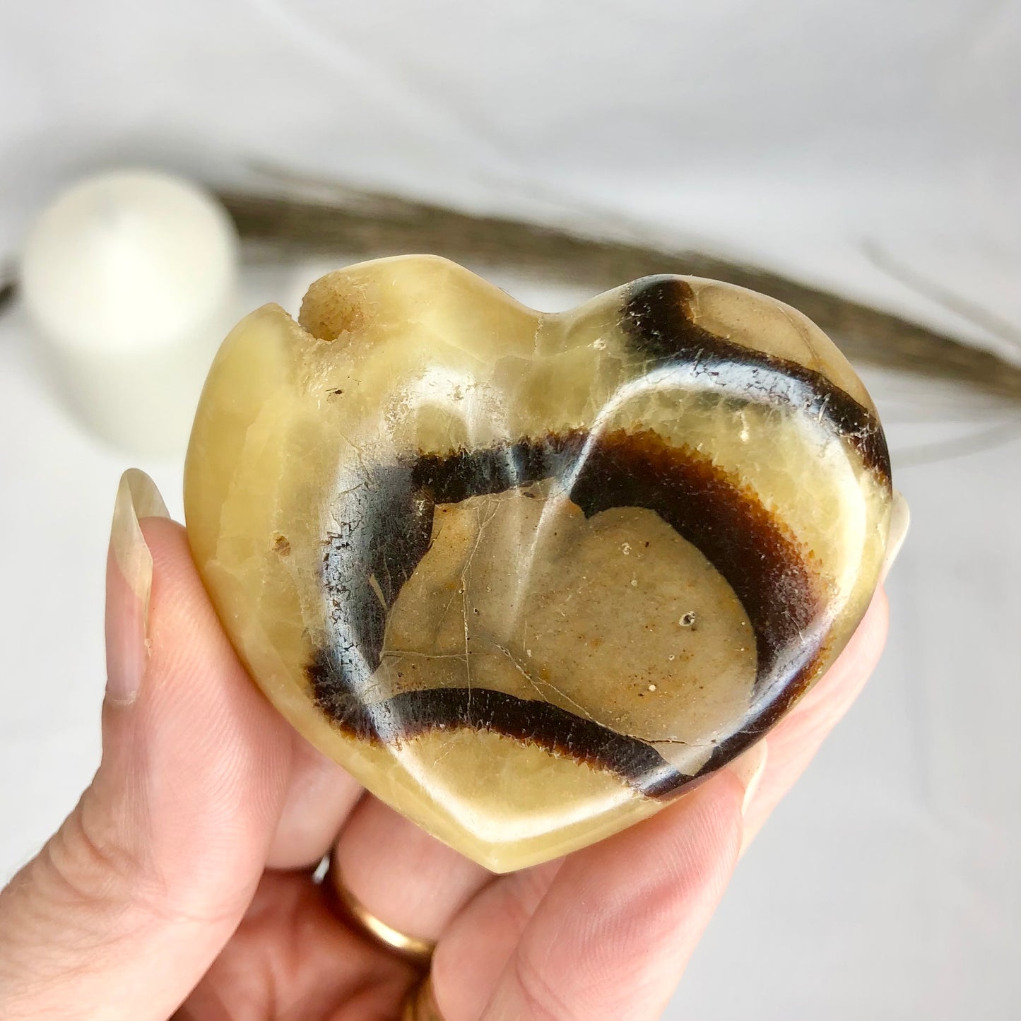 Septarian nodule crystal polished heart