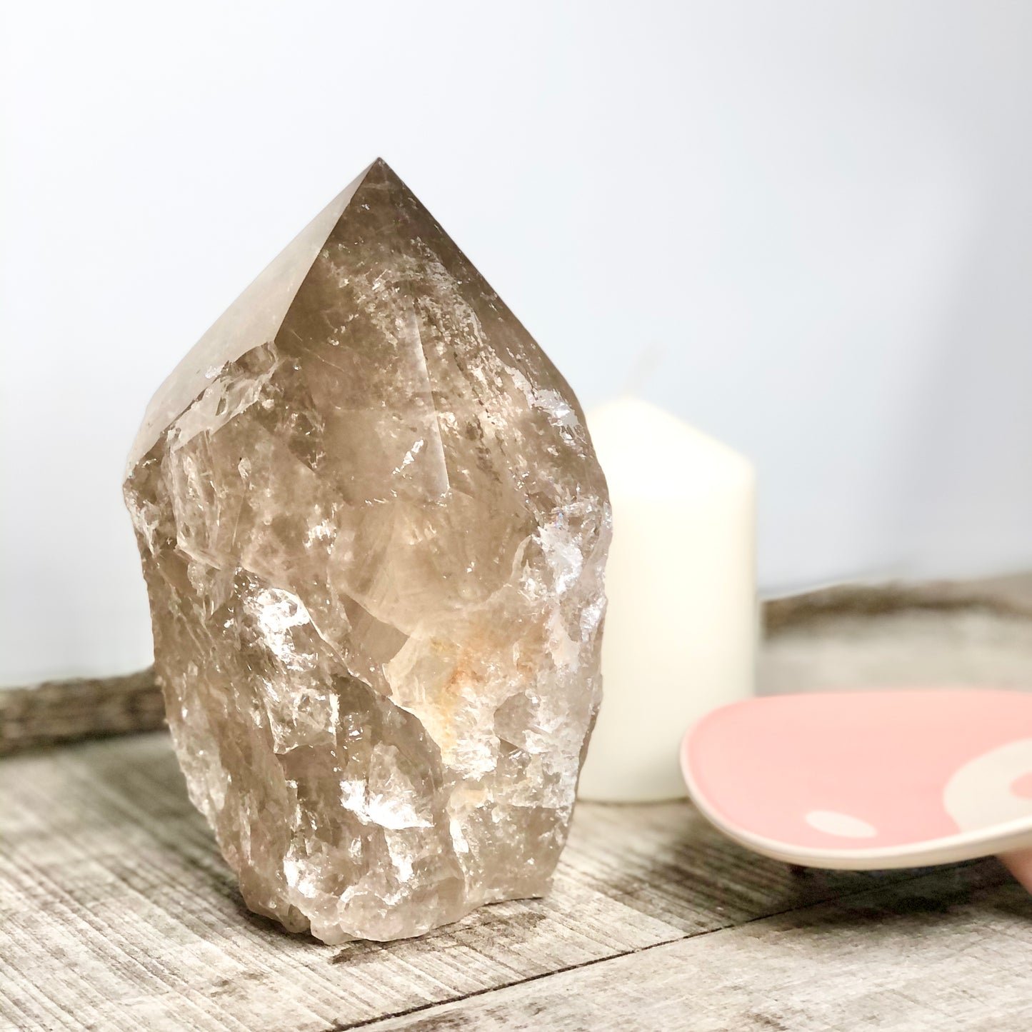 Smoky quartz crystal lamp raw + polished generator tower 1.4kg