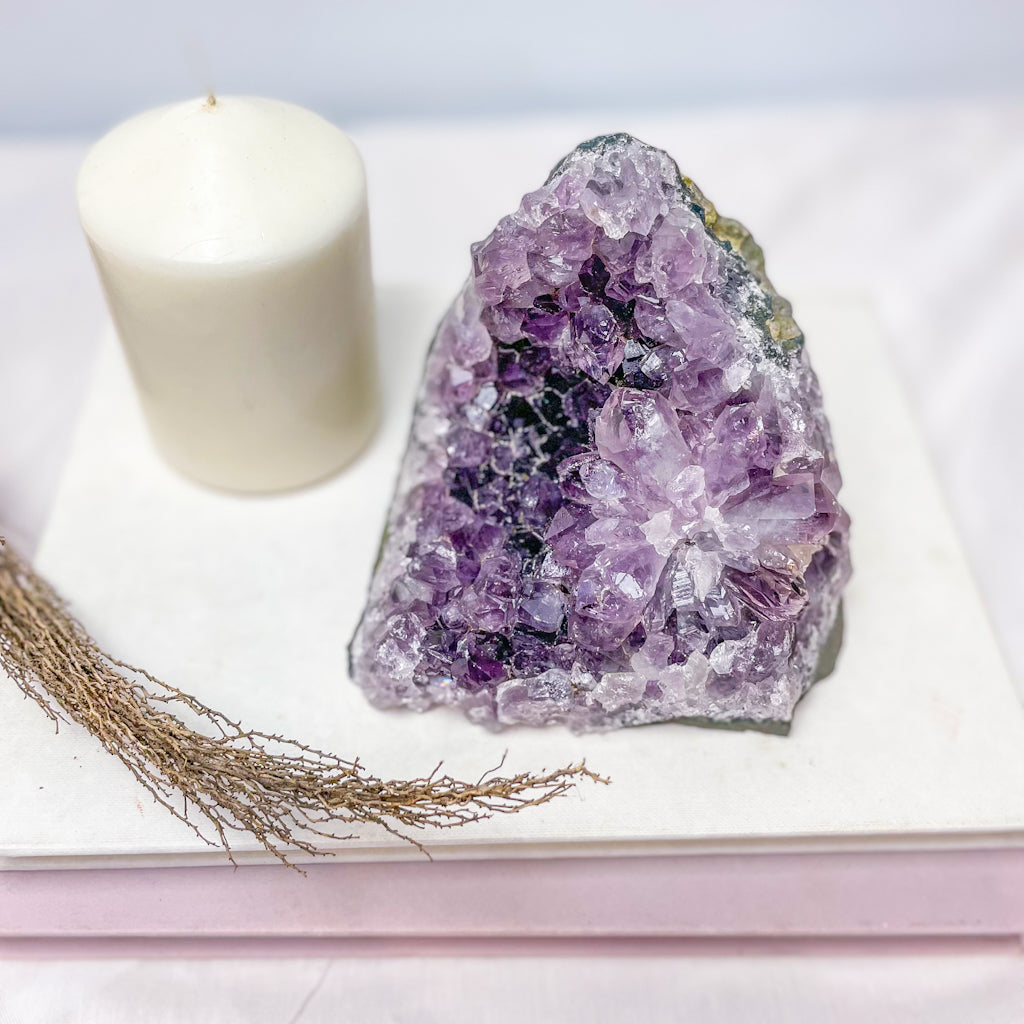 Flower amethyst stalactite crystal cluster cut base 1.5kg