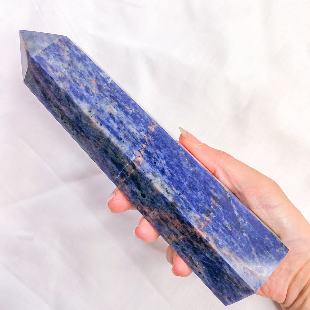 Sodalite crystal polished generator tower XL