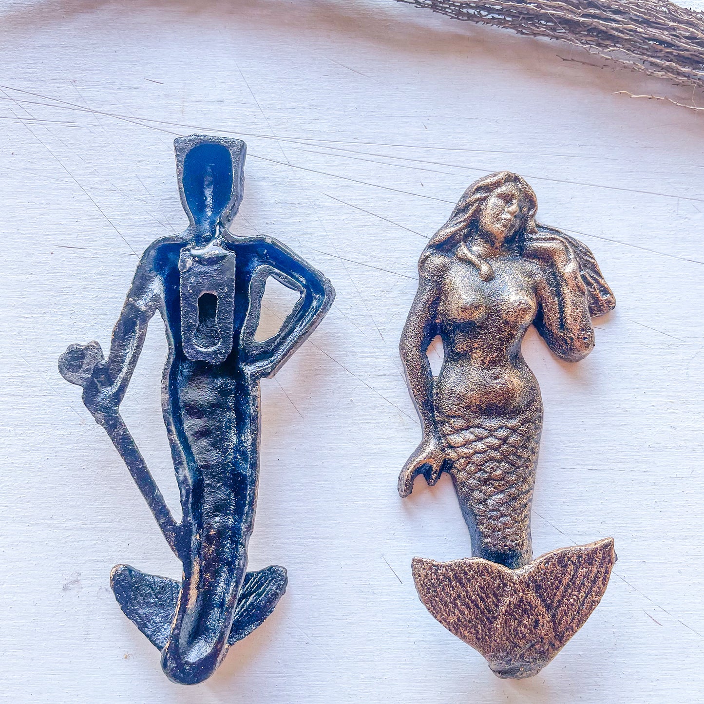 Mermaid or merman bronze iron wall hook