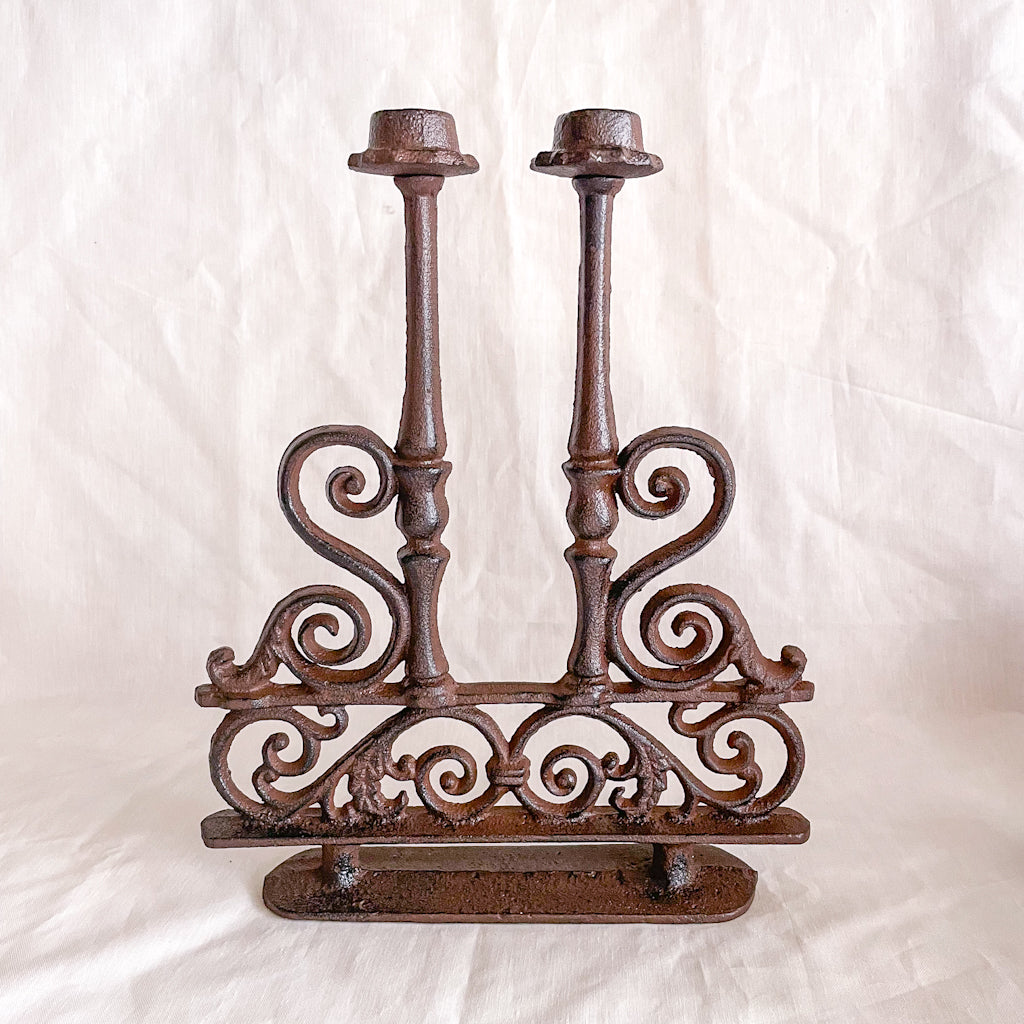 Antique style ornate 2 or 4 candle holder