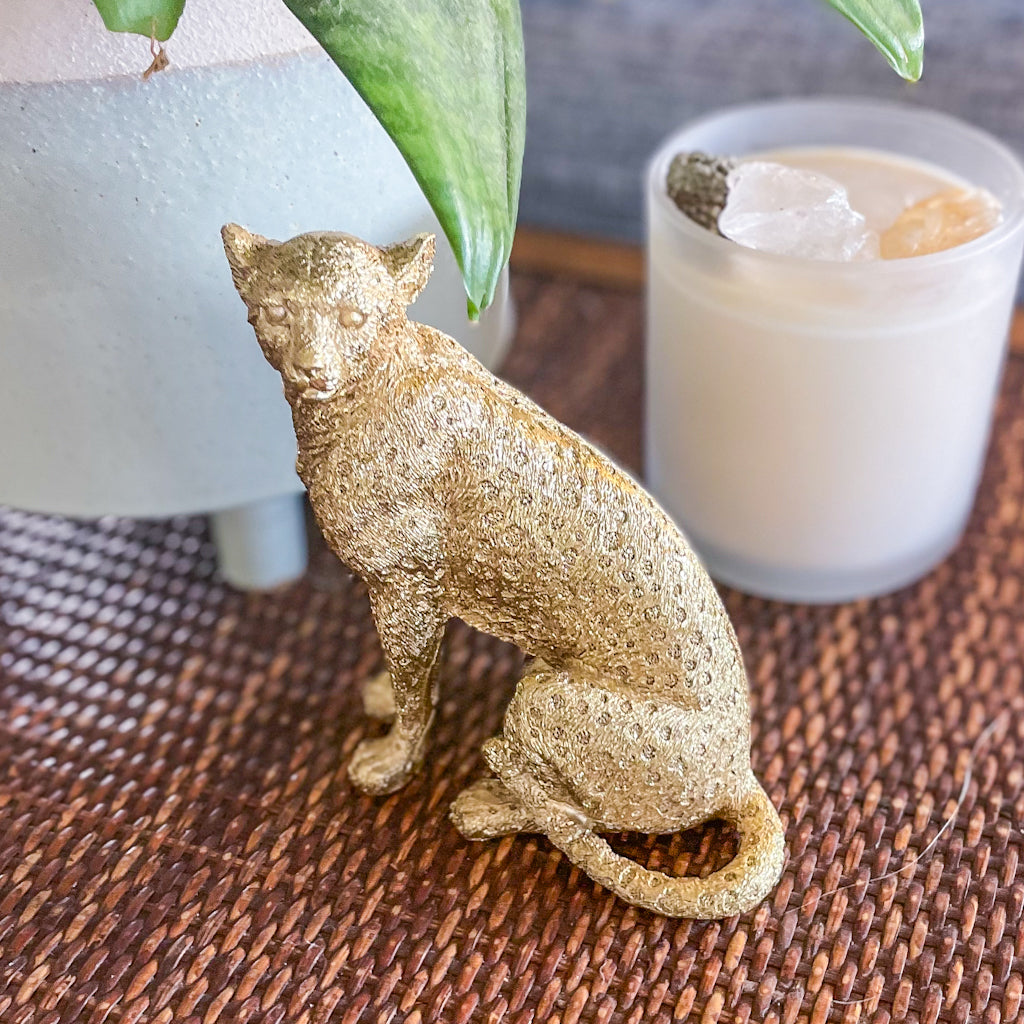 Gold leopard statue