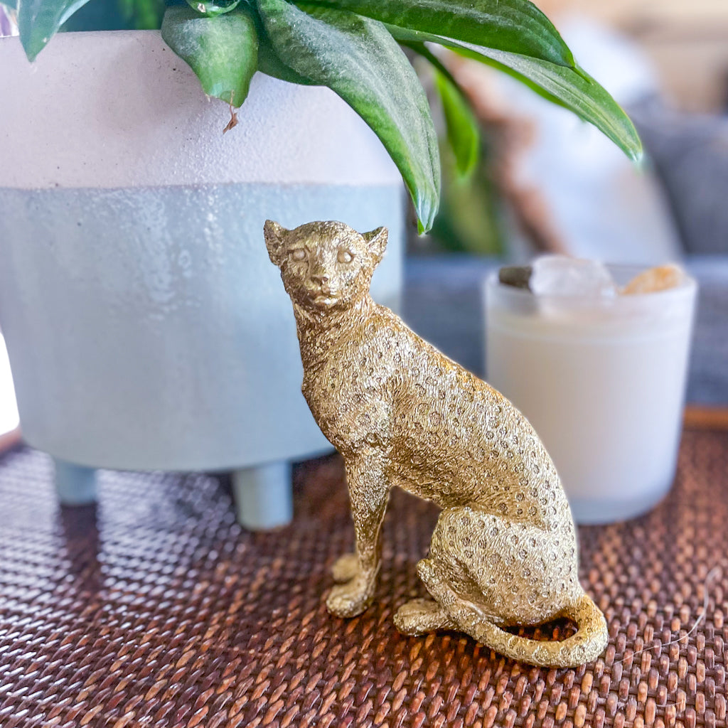 Gold leopard statue