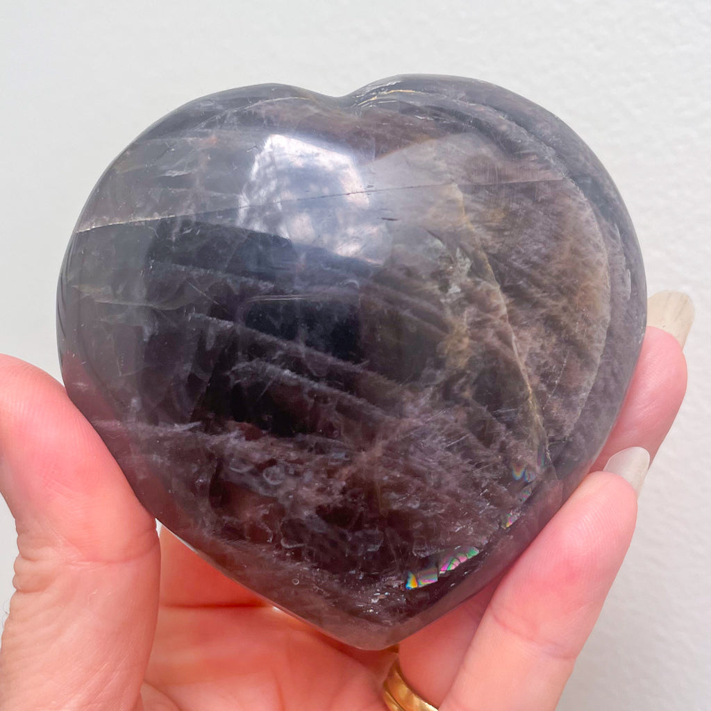 Moonstone black crystal heart