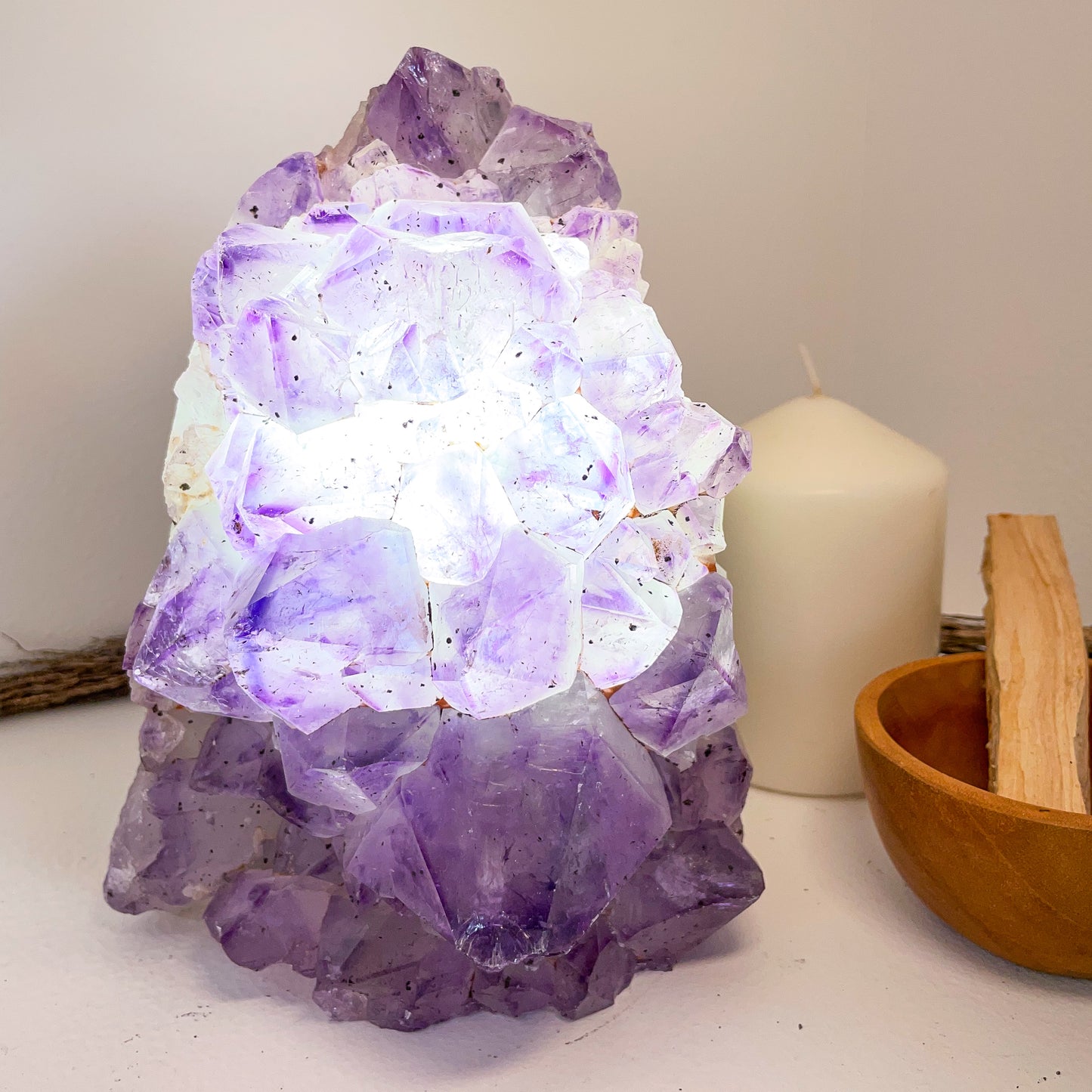Amethyst with goethite crystal cluster lamp 2.9kg XL