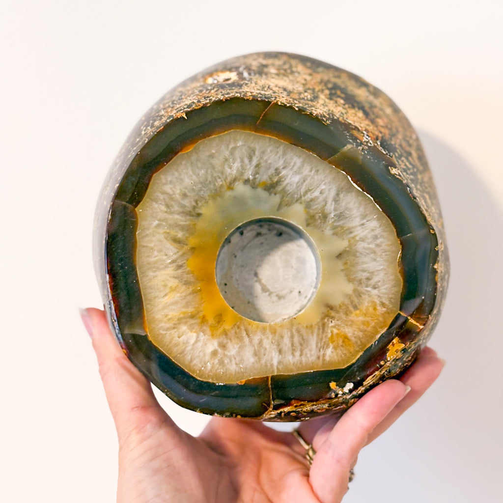 Natural agate crystal slab candle holder 2.35kg