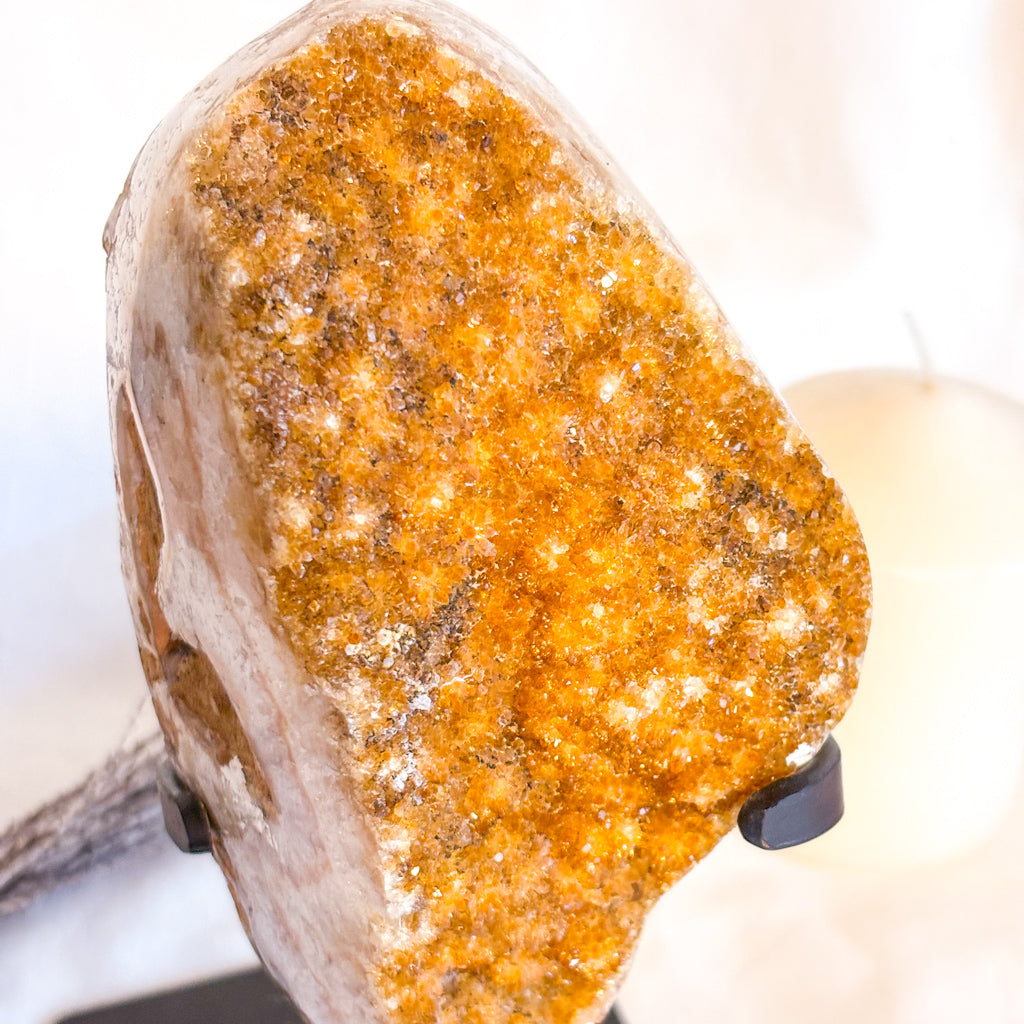 Citrine cluster crystal polished sides on metal stand 1.7kg