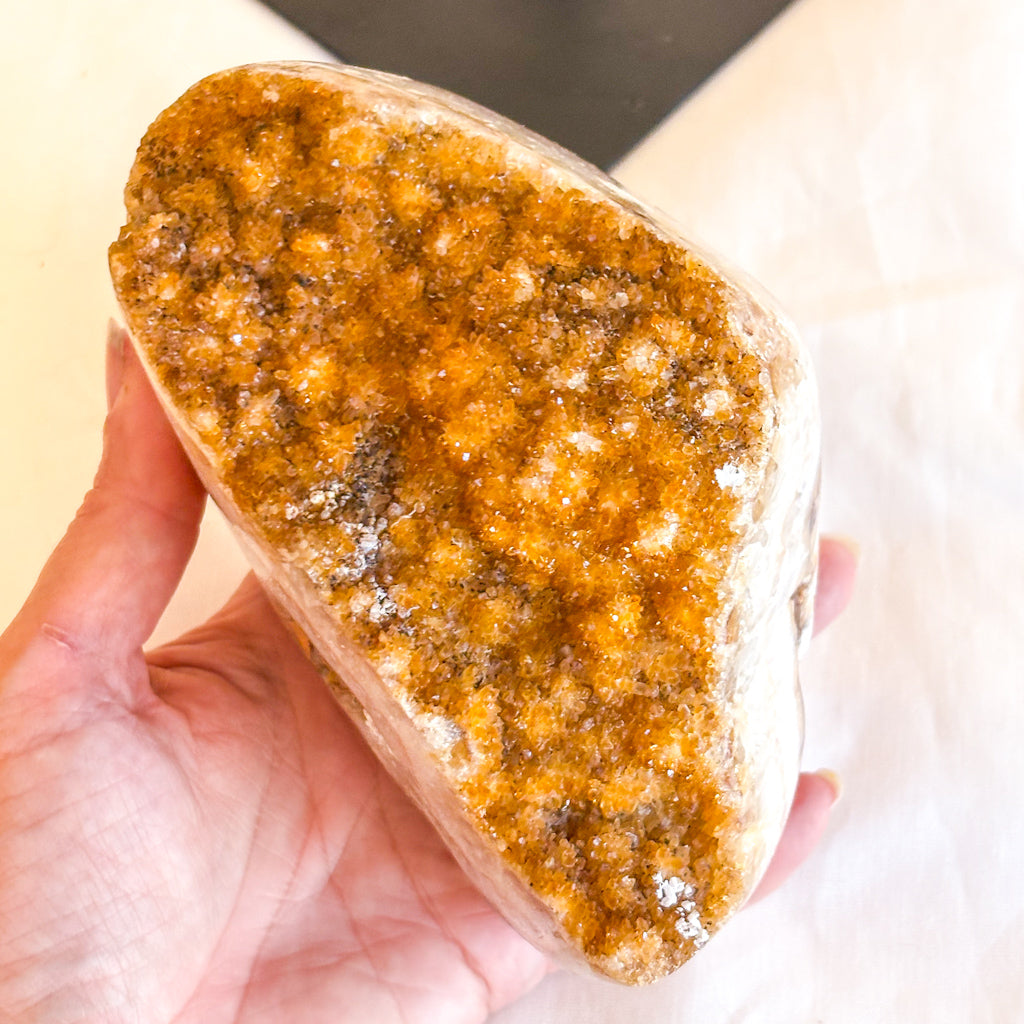 Citrine cluster crystal polished sides on metal stand 1.7kg