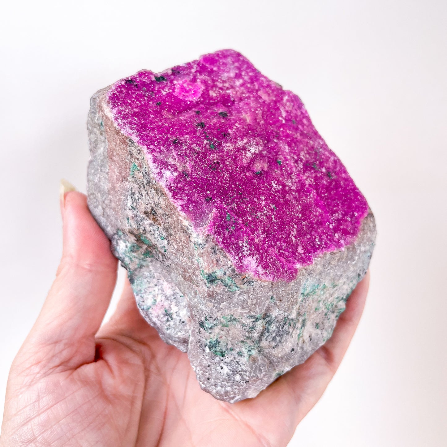 Pink Colbolto Calcite + Malachite crystal cluster 560