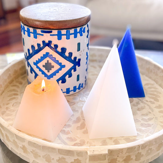 Pyramid crystal candle hand dipped unscented non toxic wax