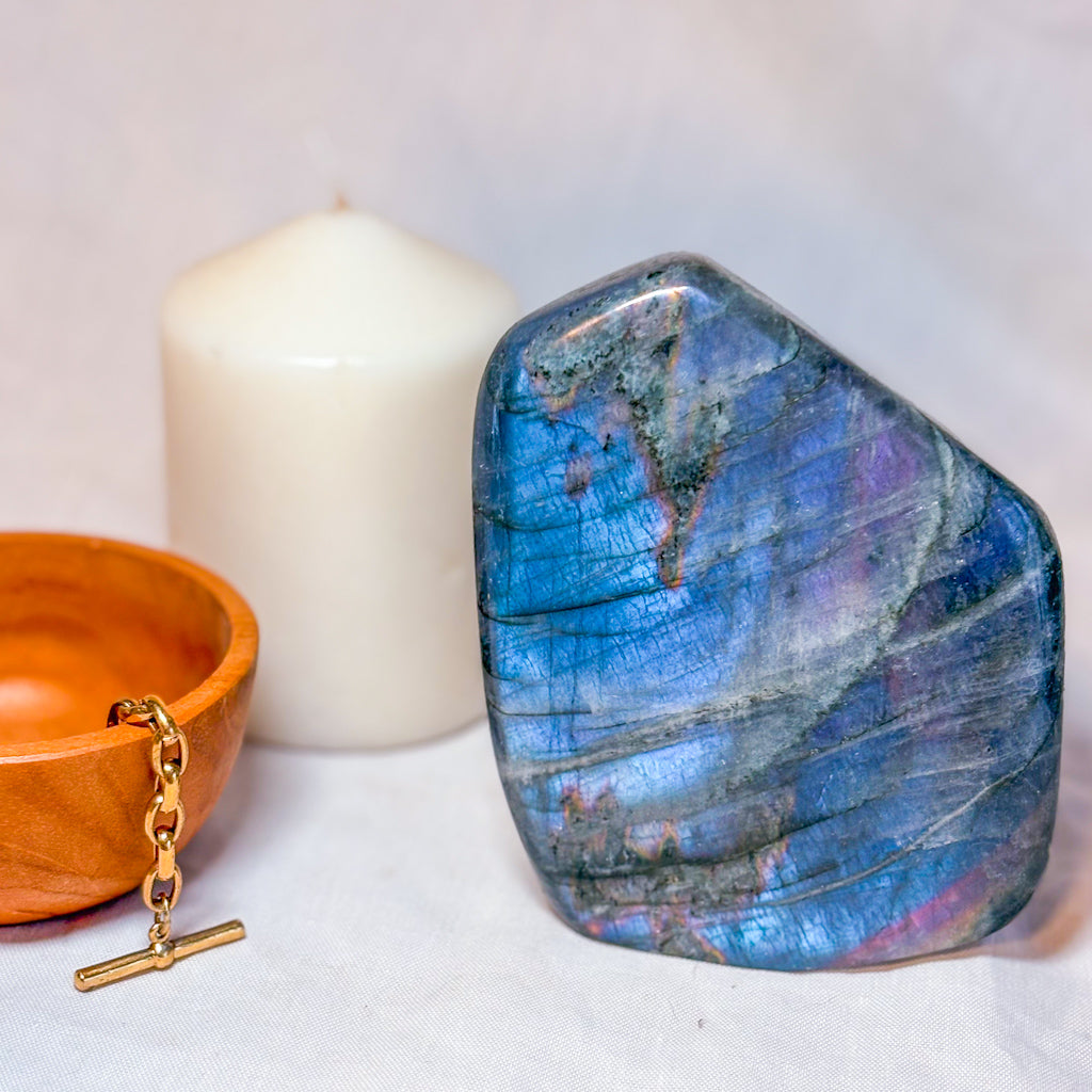 Labradorite crystal freeform bookend 720g
