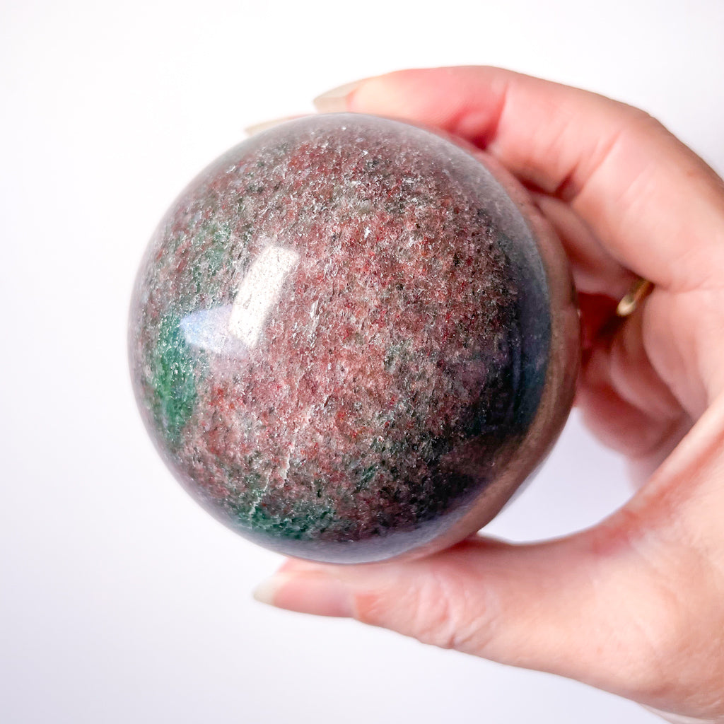 Ruby fushcite sphere
