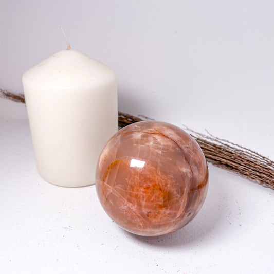 Moonstone peach crystal sphere