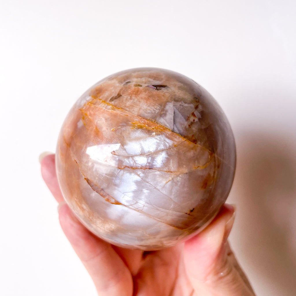 Moonstone peach crystal sphere