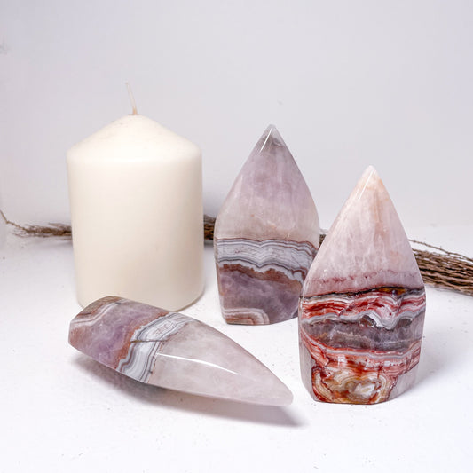 Amethyst + Mexican Lace Agate Crystal flame