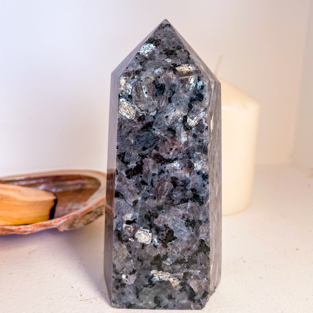 Larvikite crystal tower pillar 640g