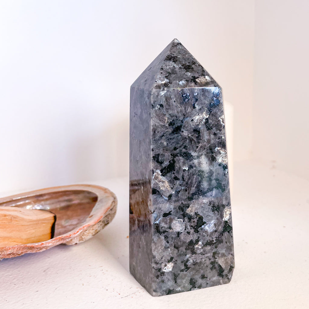 Larvikite crystal tower pillar 640g