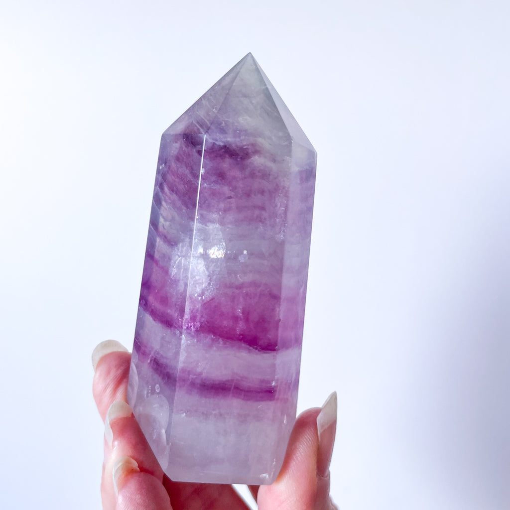 Fluorite purple rainbow crystal polished generator tower 200g