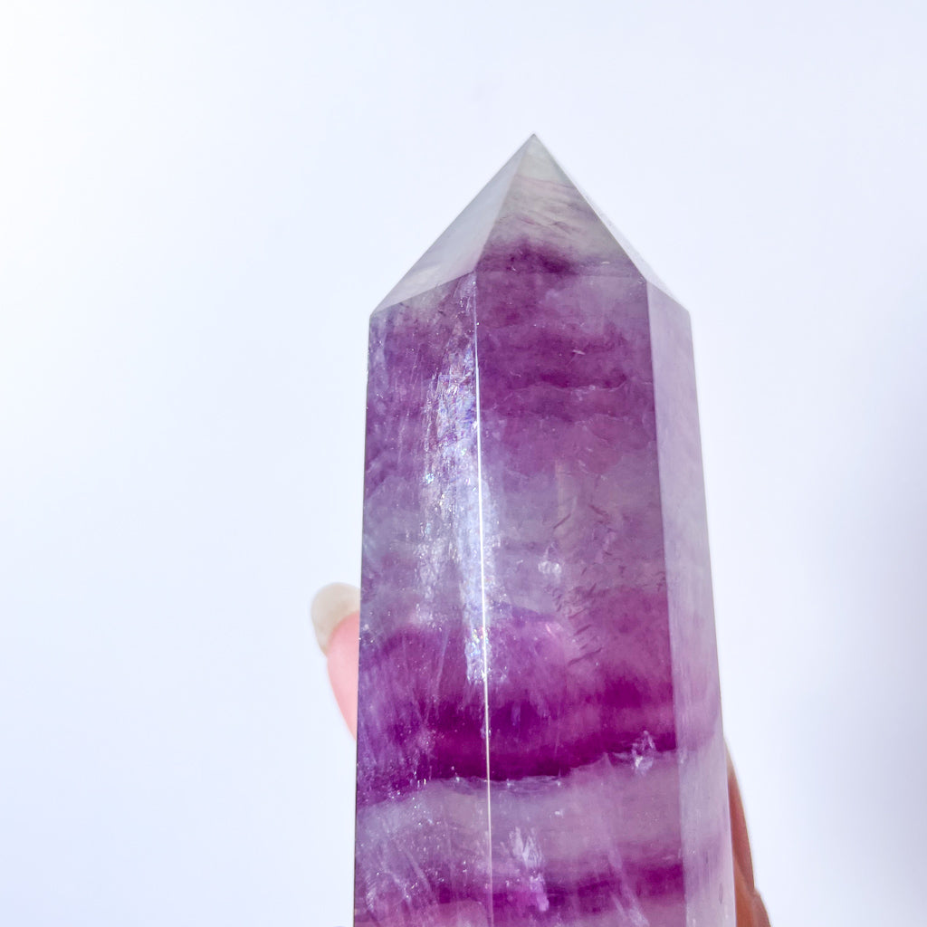 Fluorite purple rainbow crystal polished generator tower 200g