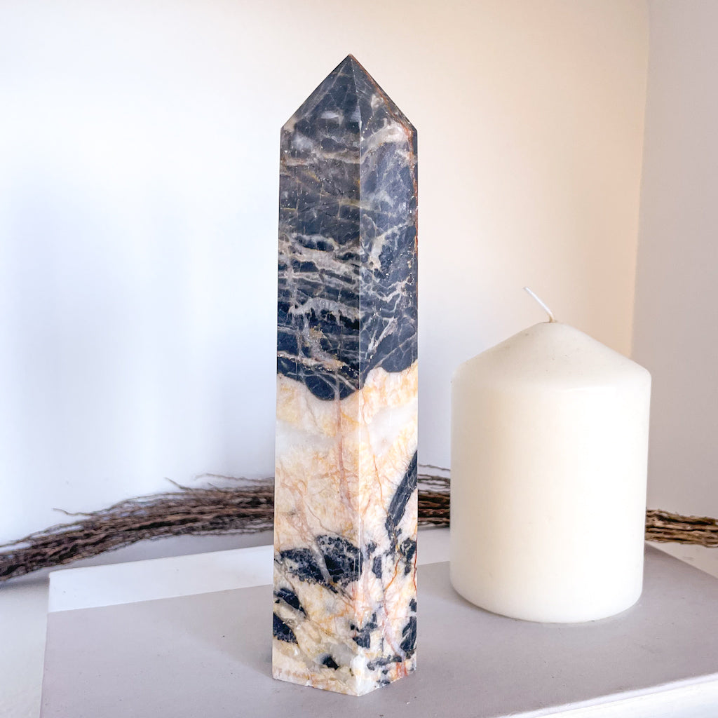 Australian jasper crystal XL tower 17.5cm