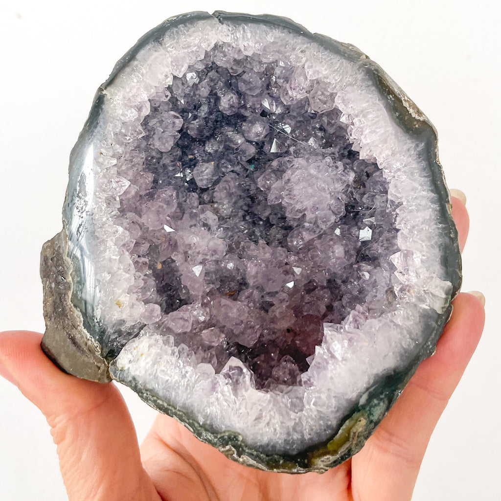 Amethyst stalactite polished edge crystal geode egg cluster