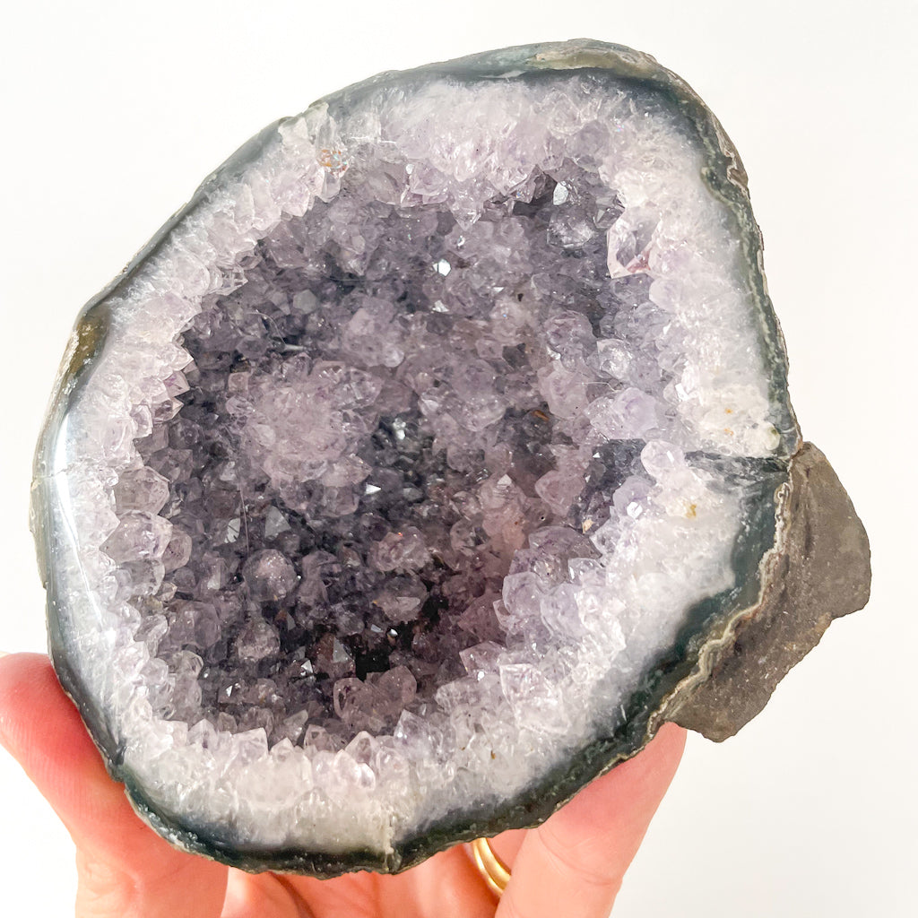 Amethyst stalactite polished edge crystal geode egg cluster