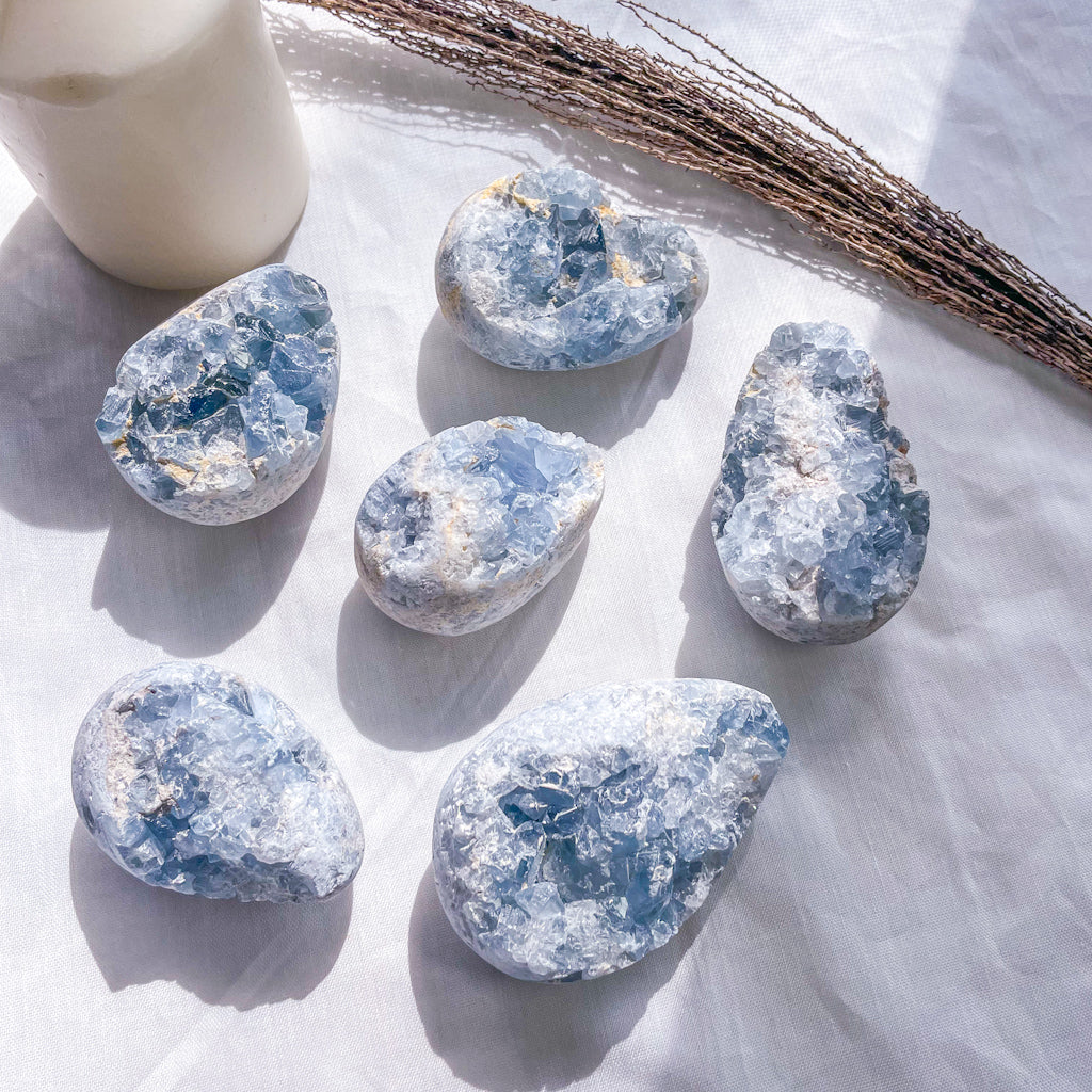 Celestite cluster crystal 1/2 egg or sphere