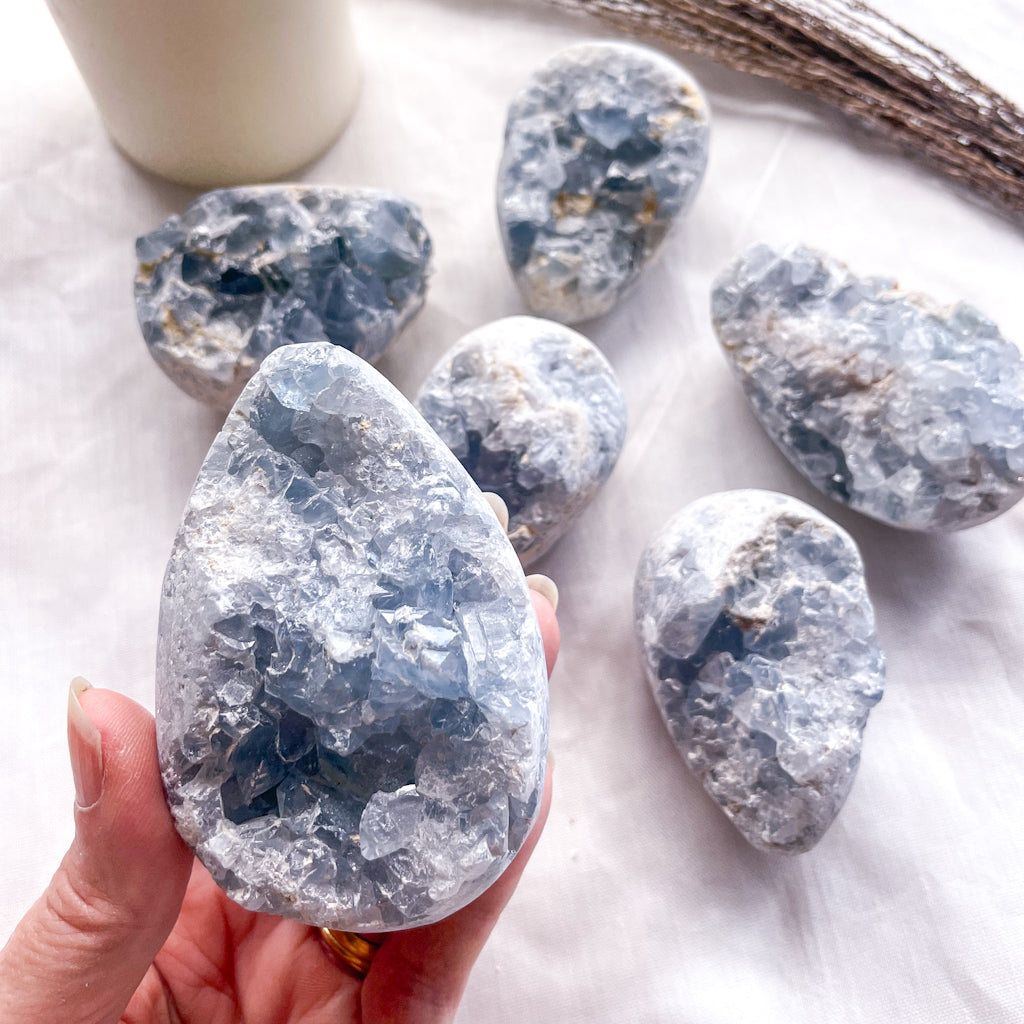 Celestite cluster crystal 1/2 egg or sphere