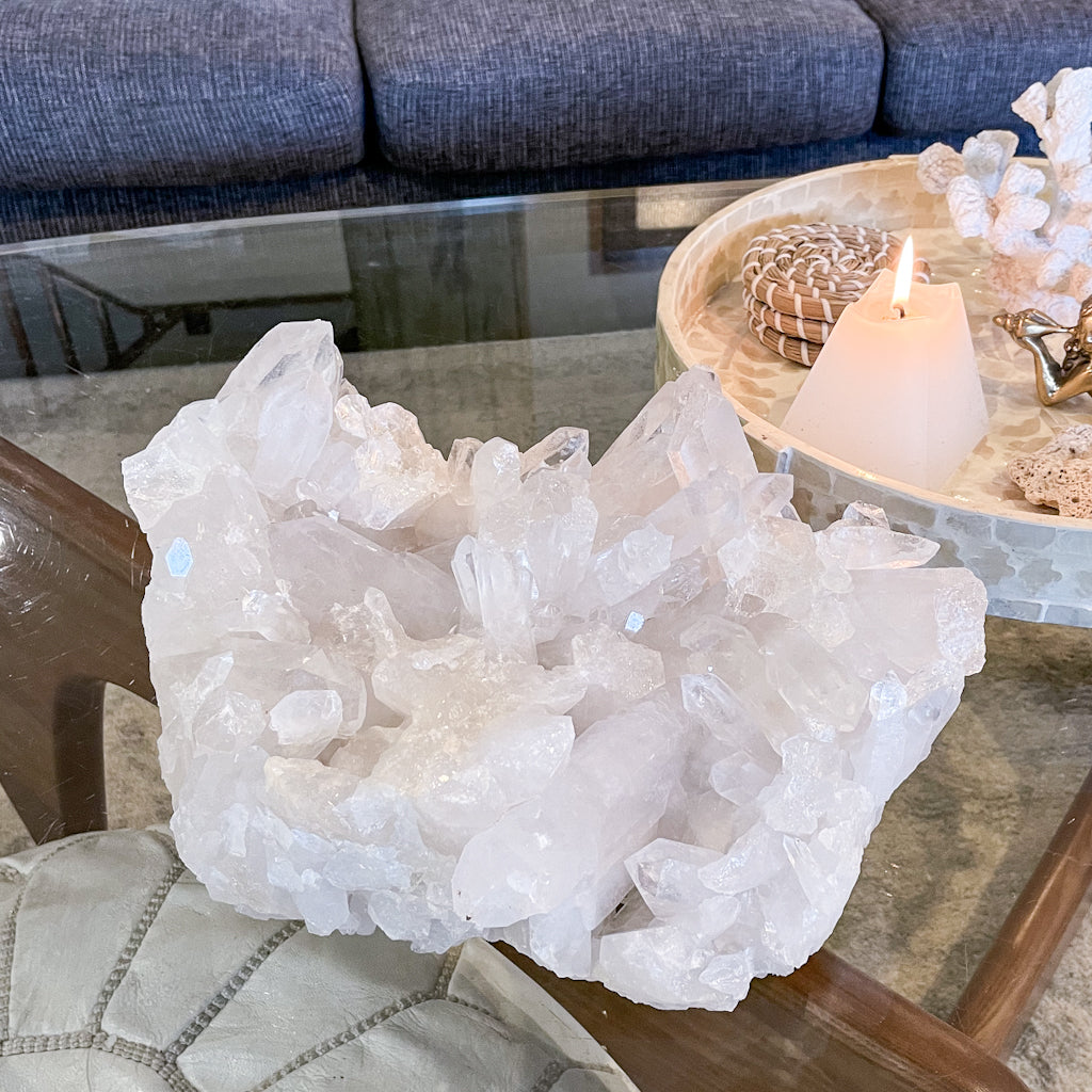 Clear quartz crystal cluster XXL 36cm 11kg