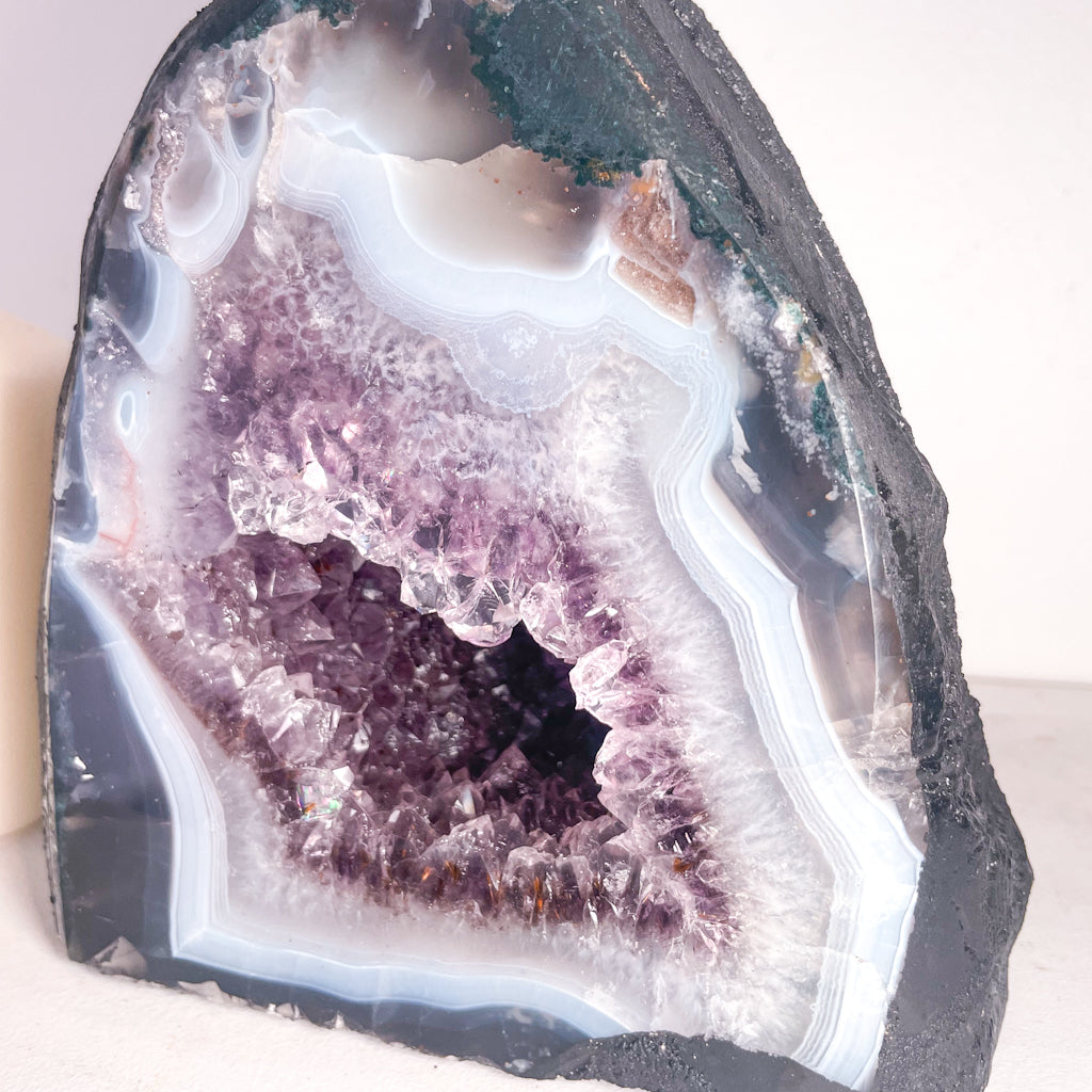 Amethyst + Blue Lace agate crystal geode cave cathedral 2.7kg