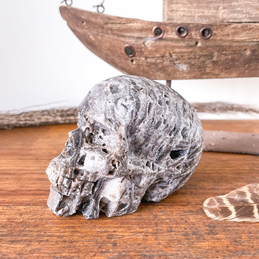 Sphalerite druzy crystal pirate skull 450g