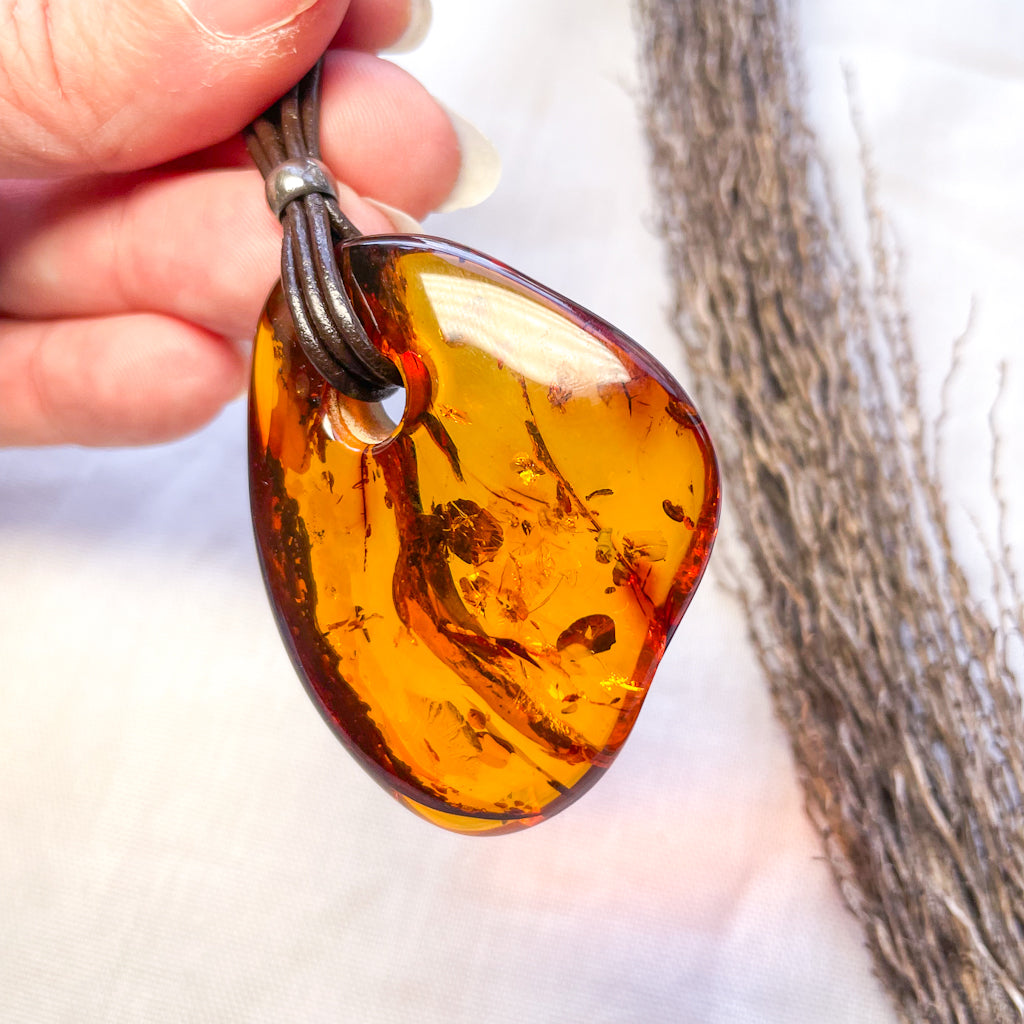 Baltic Amber sterling silver pendant necklace with inclusions