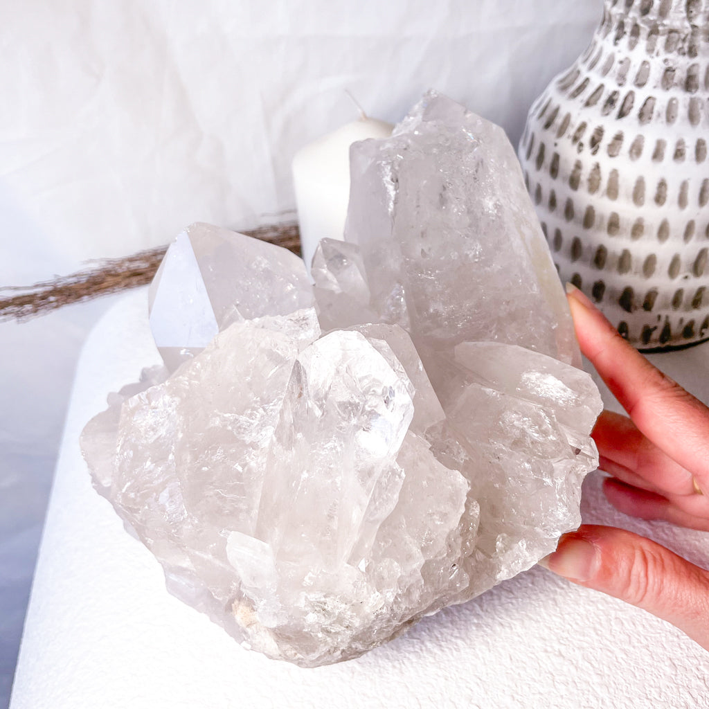 Clear quartz point chunk with rainbow inclusions 3.4kg