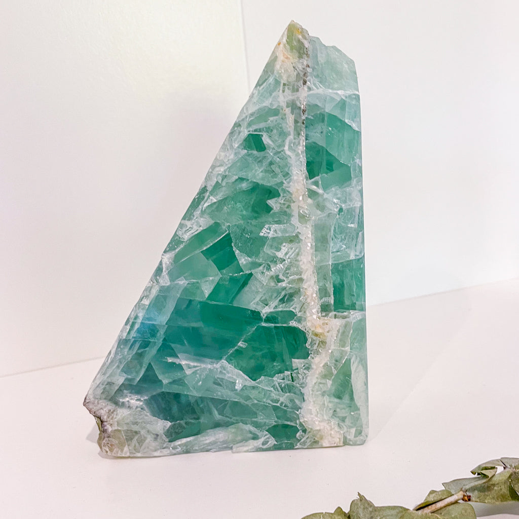 Fluorite green polished crystal bookend 1.8kg
