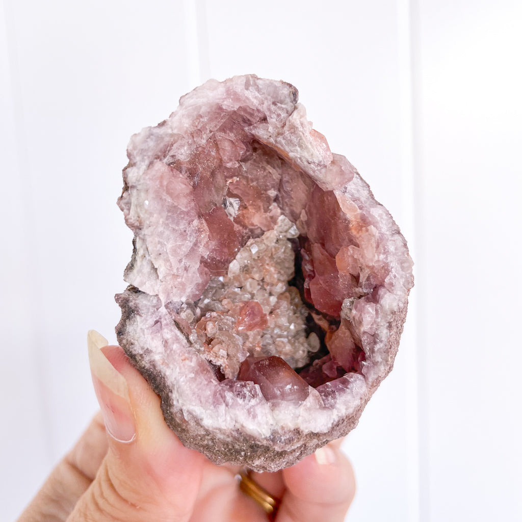 Pink Amethyst + Calcite crystal druzy cluster