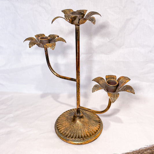 Flower bronze candle holder candelabra