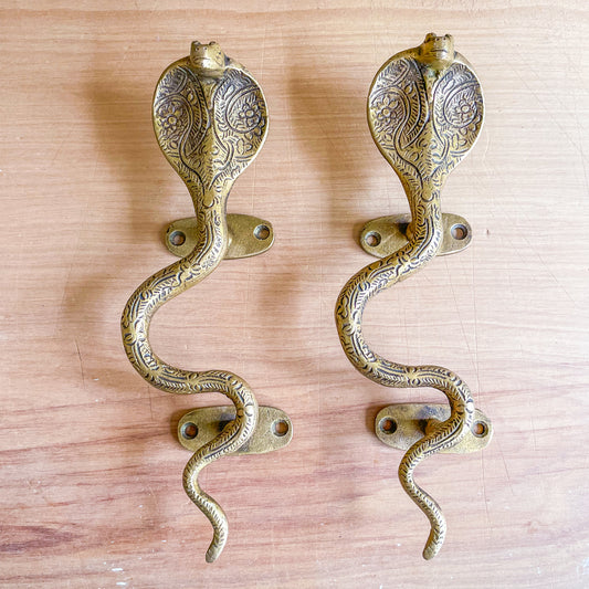 Brass King Cobra ornate door handle