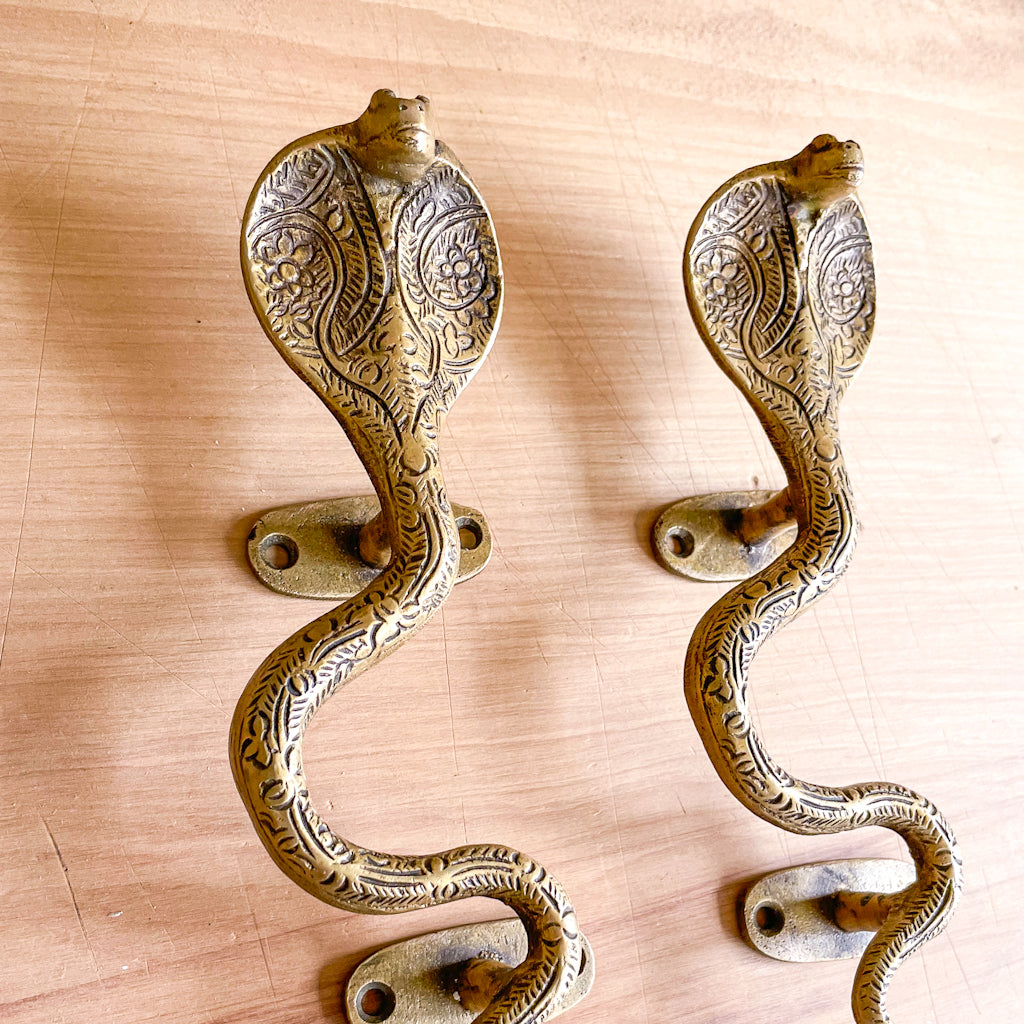 Brass King Cobra ornate door handle