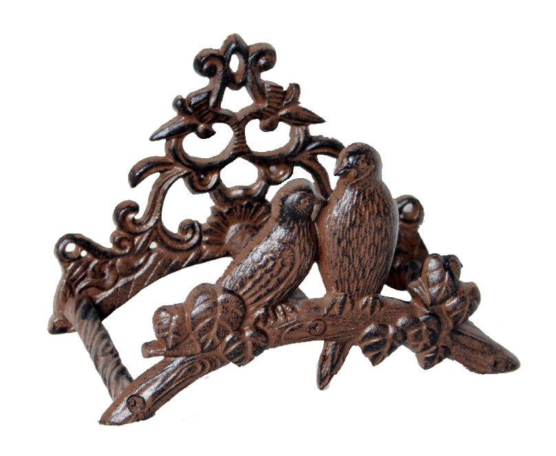 Vintage style bird ornate iron hose hanger