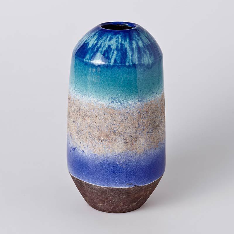 Sea water glazed clay vase