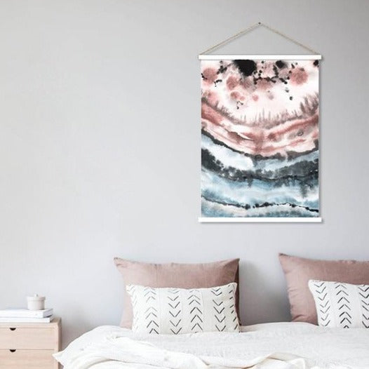 Dreaming pink + blue canvas scroll