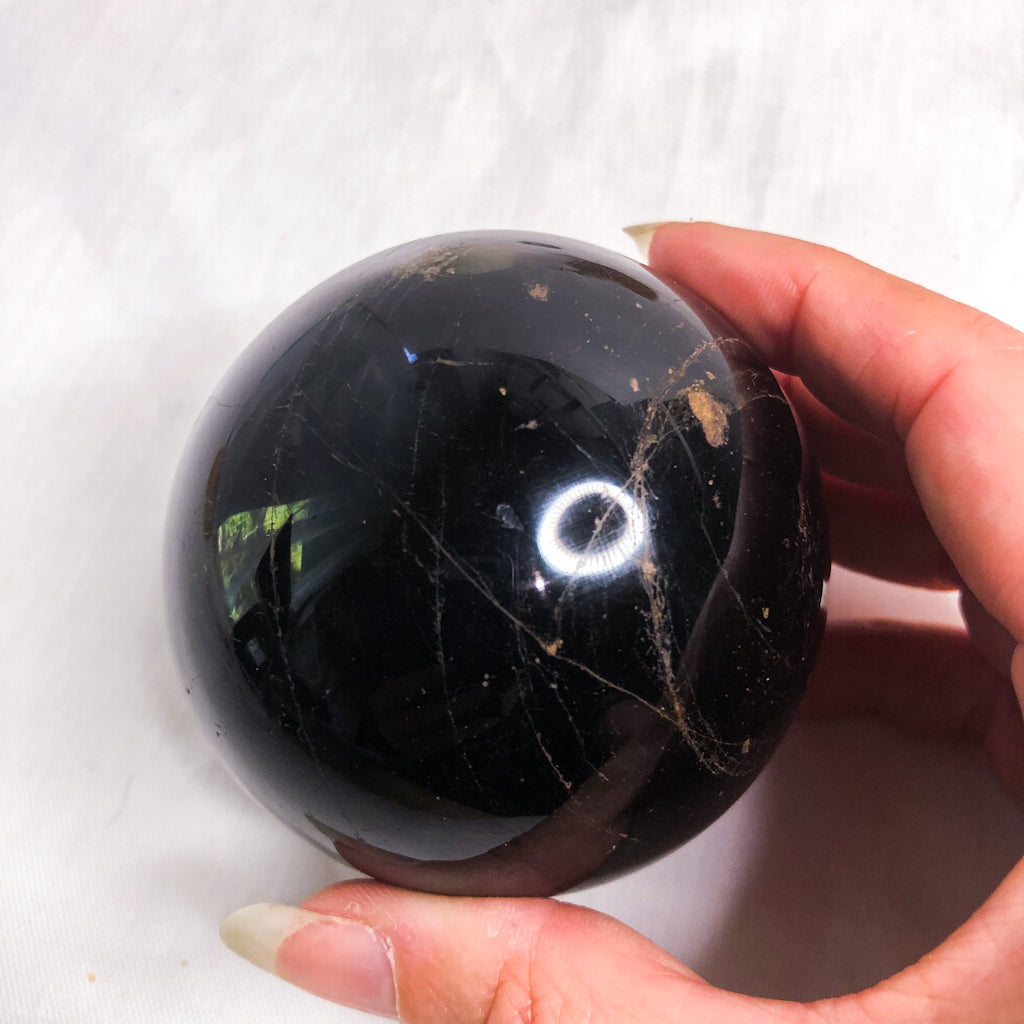 Black tourmaline crystal sphere 350g