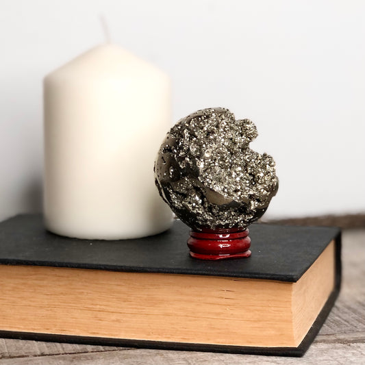 Pyrite polished and cubic cluster crystal sphere A1 quality