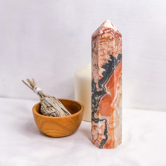 Crazy Lace Agate crystal tower L