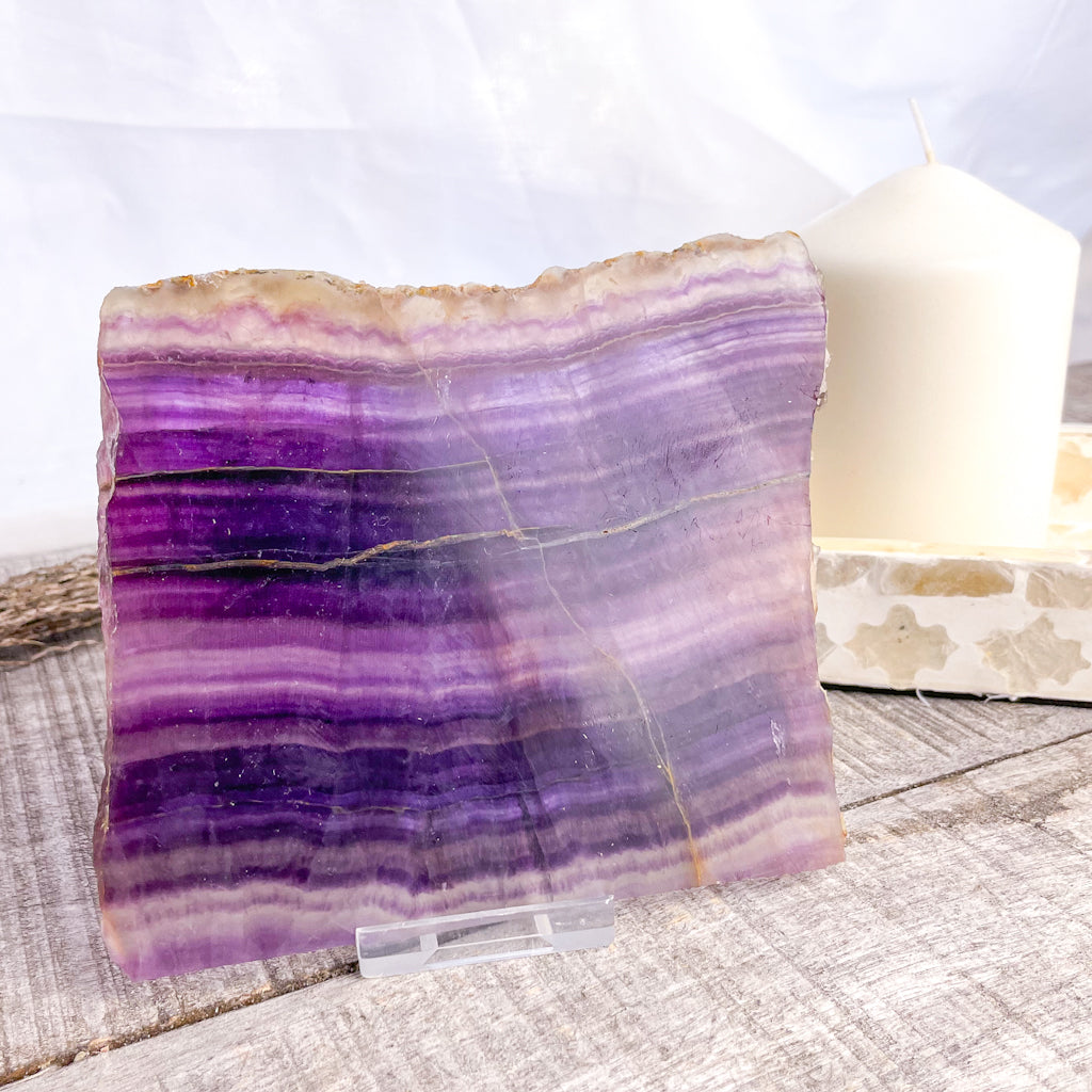 Fluorite purple polished crystal slab 13