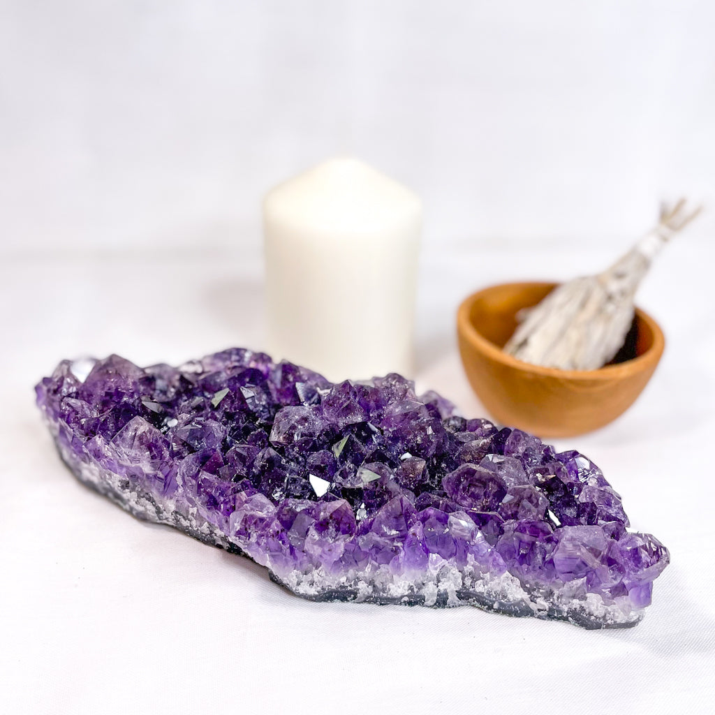 Amethyst A grade crystal cluster L