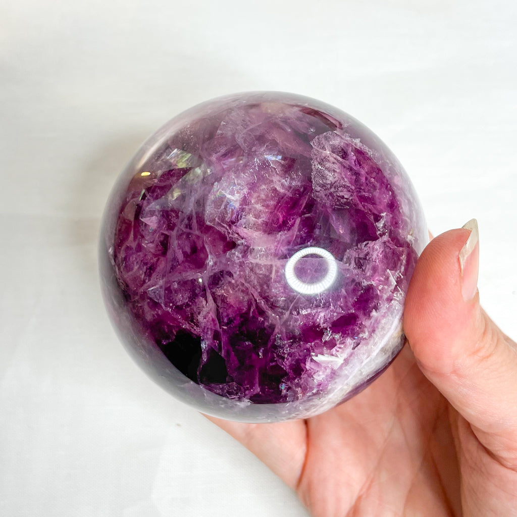 Fluorite purple crystal polished sphere L